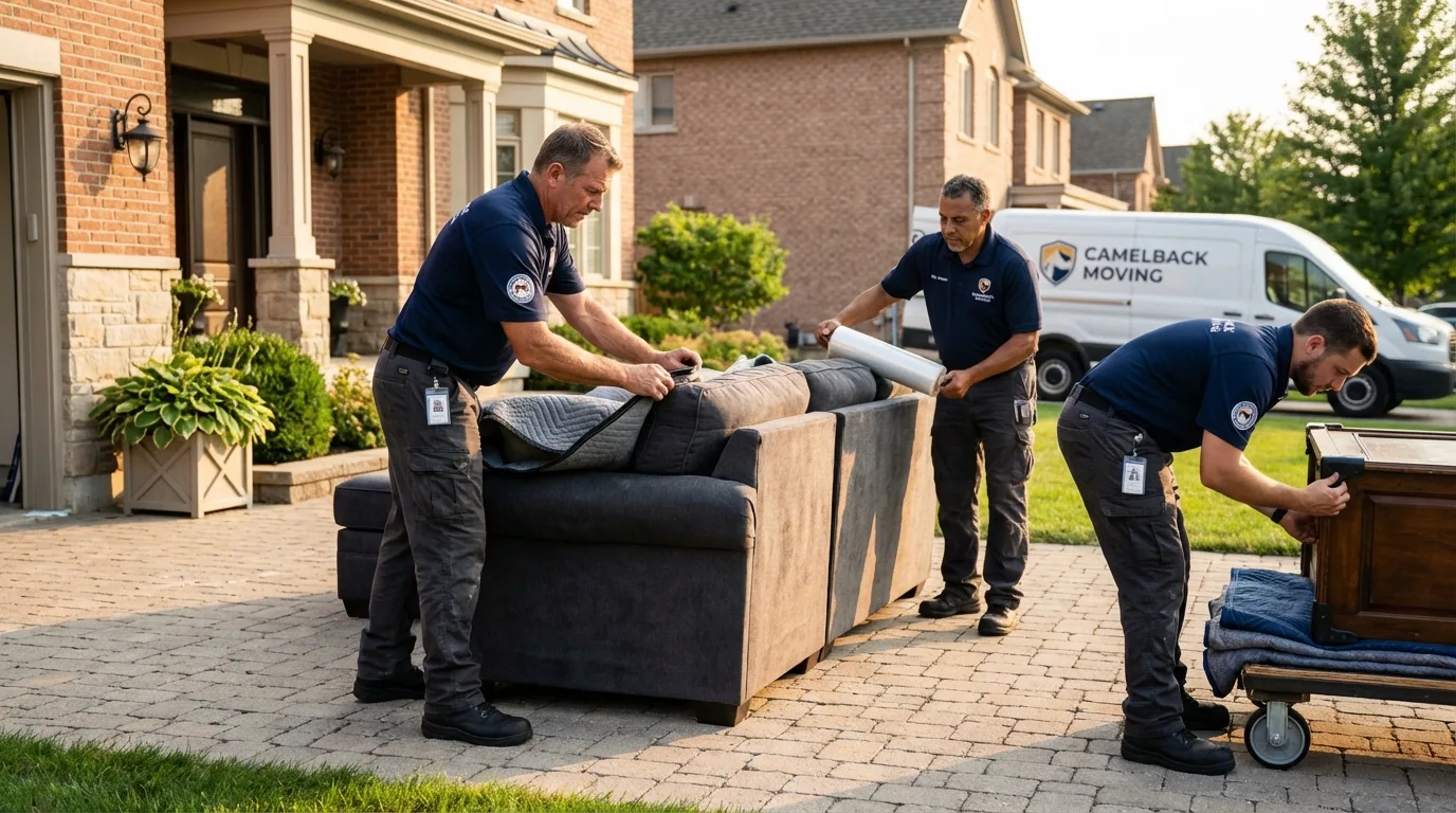 Large estate moving crew wrapping furniture in Munfordville, KY