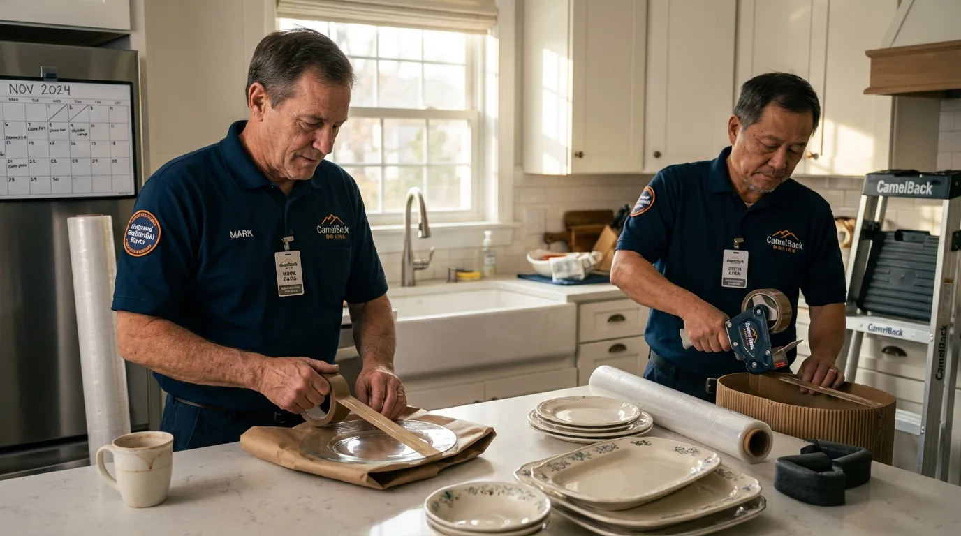 Professional crew packing kitchen dishware in Munfordville, KY